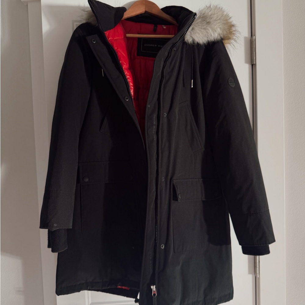 Black Parka with Fur Hood